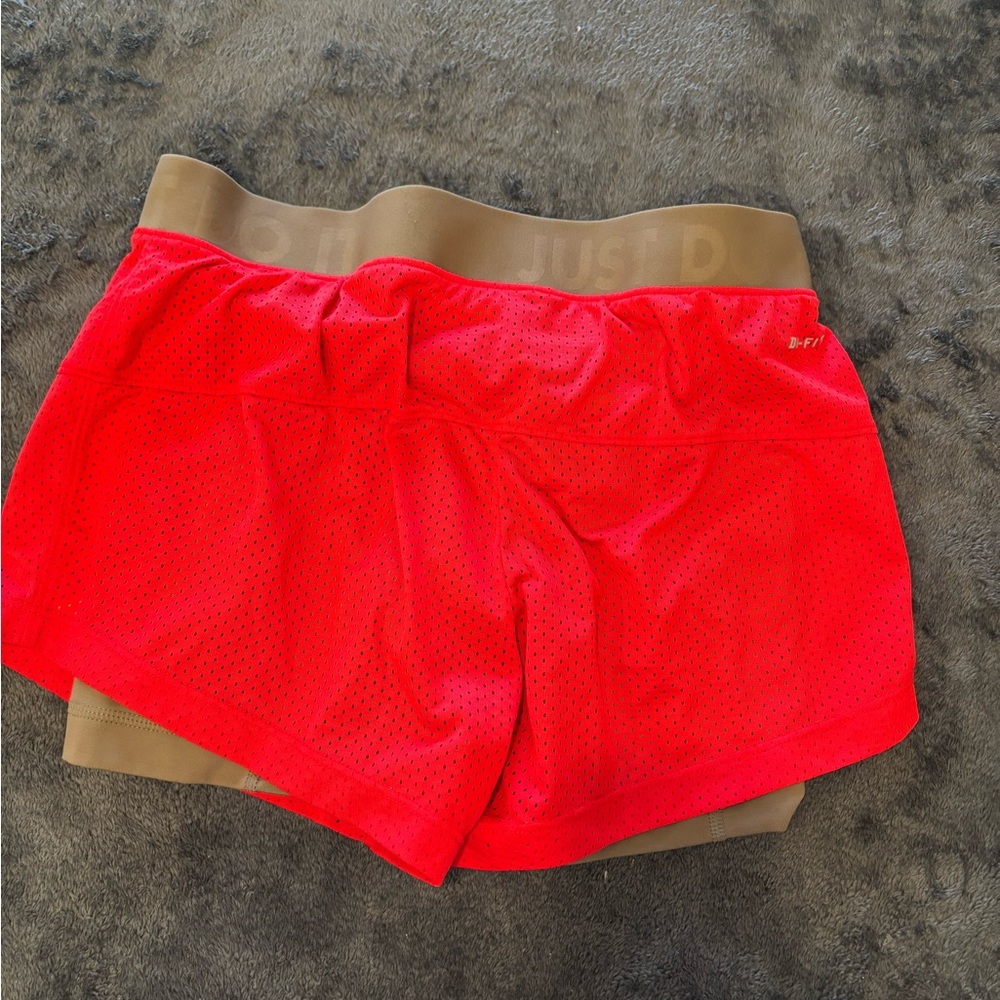 Nike Women's Bright Red and Gold Athletic Shorts - Picture 3 of 3